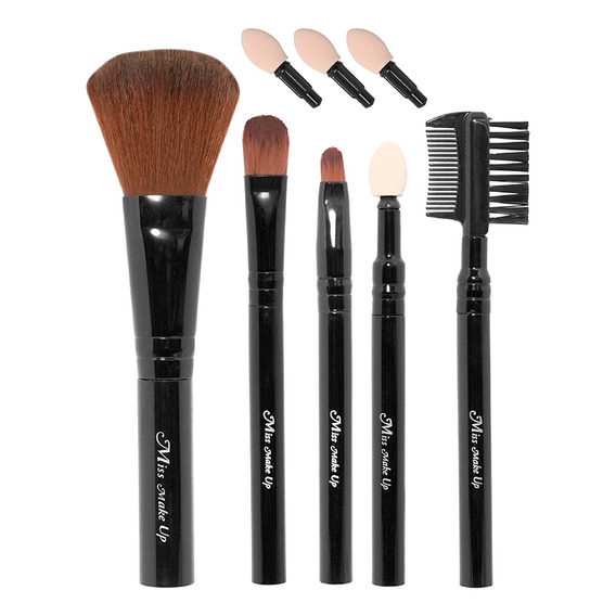 Miniso Kit Brochas De Maquillaje Negras 10.5 Cm 5 Piezas