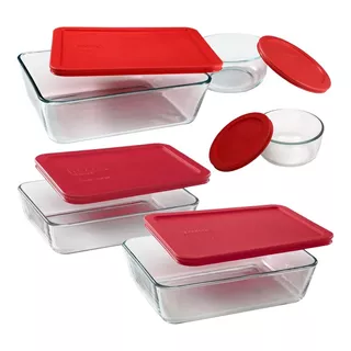 Set Juego 5 Fuentes Vidrio Tapa Pyrex Horno Simple Store