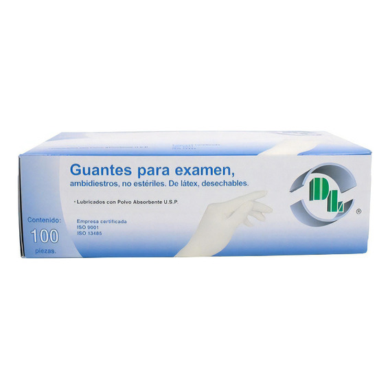 100 Guantes Látex No Estéril Para Examen Médico Talla Chico Color Blanco Talla S