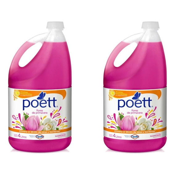 Limpiador De Pisos Poett Flores De Primavera X4lt Pack X2u