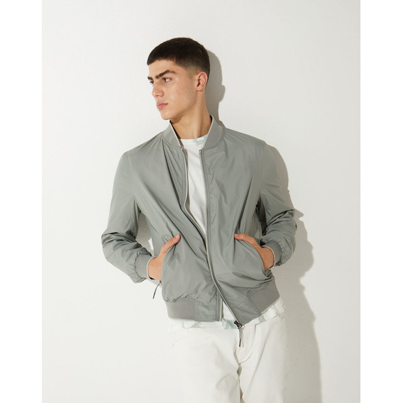 Campera Hombre Bomber Harrison Cierre Gris Equus