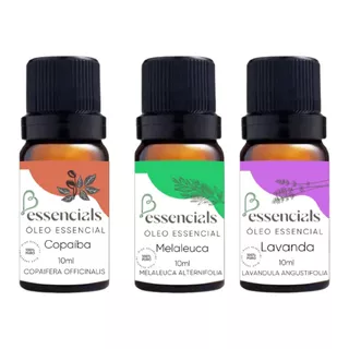 Kit 3 - Óleos Essenciais - Copaíba; Melaleuca; Lavanda.