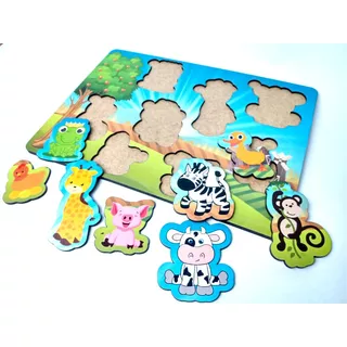 Jogo Educativo Tabuleiro Animais Madeira Mdf