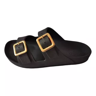 Chinelo Infantil Birk Nilqi - 020.4 - Preto E Fivela Dourada