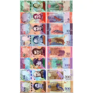 8 Billetes Venezuela 2 A 500 Bolivares Fauna Año 2018 Nuevo 