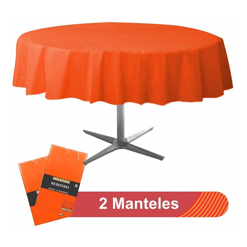 Mantel Redondo Plástico Desechable Amscan 2 Piezas Color Naranja