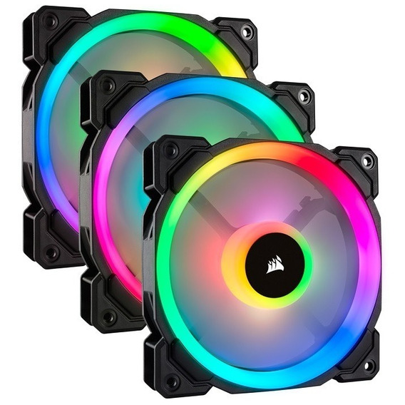 3 Ventiladores Corsair Ll120 120mm Led Rgb Halo Controlador