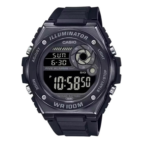 Reloj Casio Digital Mwd-100hb-1bv Para Hombre E-watch Color de la correa Negro Color del bisel Negro Color del fondo Negro