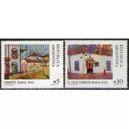 Argentina 2 Sellos Mint Pinturas: Caminito Y El Viejo Almacén (leyenda Modificada) De J. A. Cannella Año 1988 