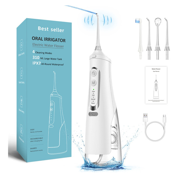 Irrigador Bucal Limpiador Dientes Eléctrico Con 4 Boquillas