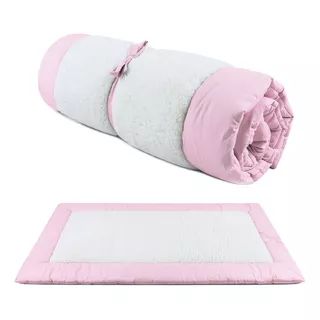 Acolchoado Berço Bebê Pillow Top Colchonete Portátil Rosa