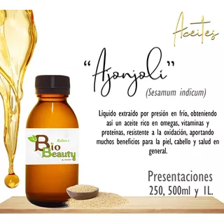 Aceite De Ajonjolí Masaje Terapia Bio Beauty 250 Ml