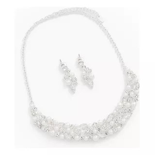 Conjunto Premium Perlas Blanca Y Piedras Strass Transparente