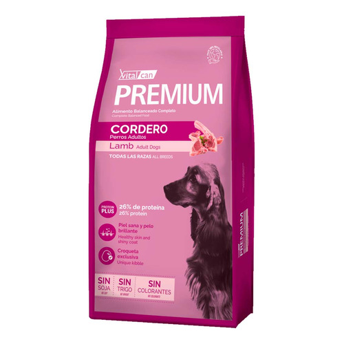 Alimento Vitalcan Premium Cordero Perro Adulto En Bolsa 20 K