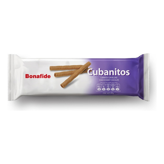 Bonafide Cubanitos Con Relleno Base De Maní Y Chocolate 85g