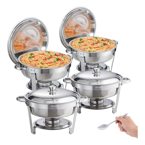 Vevor Juego De Buffet Chafer 4 Platos 5,38l Acero Inoxidable