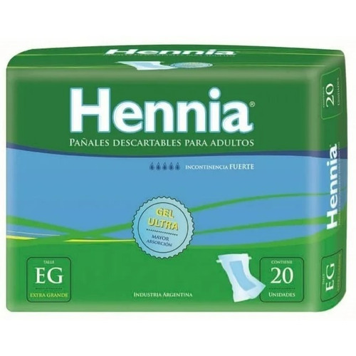 20 Pañales Adultos Rectos Hennia Talle Extra Grande