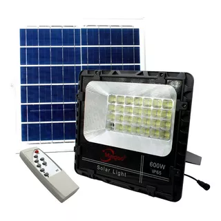 Reflector Solar Led 600w Potente Panel Y Control Remoto Hd Color De La Carcasa Negro