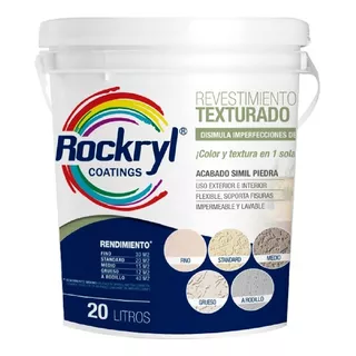 Revestimiento Plastico Texturado Rockryl Rodillo 20 L Fuerte