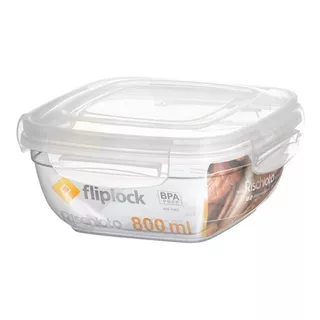 Pote Quadrado Fliplock 800ml Com Trava