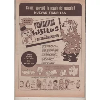 Publicidad De Revista Figuritas Pantallitas Hijitus Año 1971