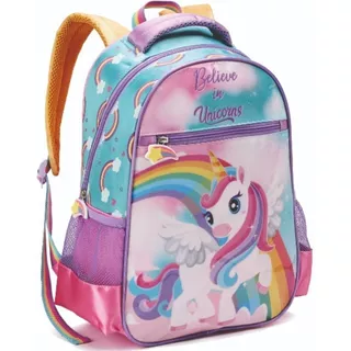 Mochila Escolar Infantil Menina Unicórnio 42 Cm Grande