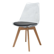 Cadeira Leda Saarinen Design Transparente E Assento Estofado
