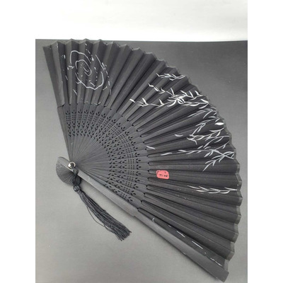 Leque De Madeira Japonês 21cm Estilo Oriental Preto