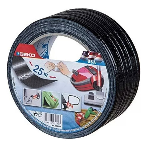 Cinta Duct Tape Multipropósito Geko 50mm X 25mt Negro -plata