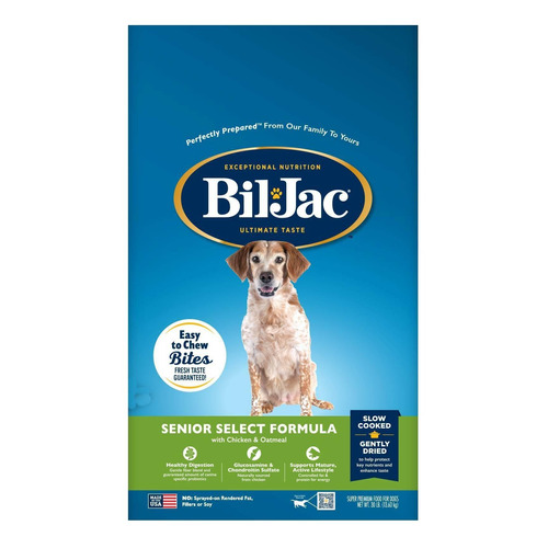 Alimento Bil Jac Senior Select Formula para perro senior todos los tamaños sabor pollo y avena en bolsa de 6lb