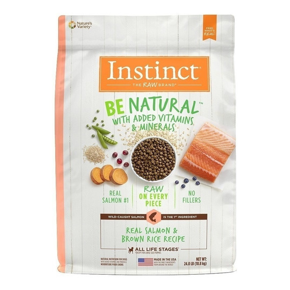 Alimento Instinct Be Natural para perro adulto todos los tamaños sabor salmón y arroz en bolsa de 24lb