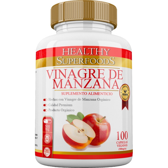 Vinagre De Manzana Premium 100 Caps 500mg Healthy Superfoods Sabor Sin Sabor