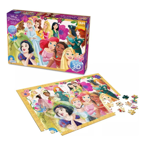 Puzzle Infantil Princesa X100 Pcs 3d Lenticular