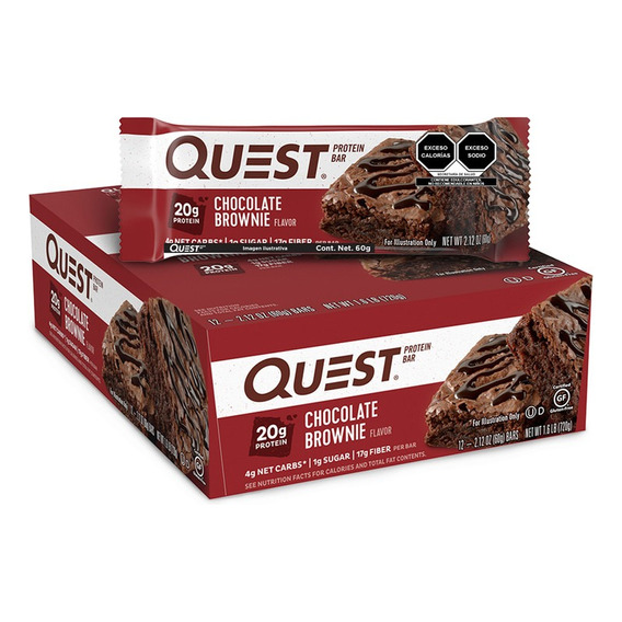 Barra de proteínas Quest (caja C de 12 oz de 60 g), sabor a brownie Quest Nutrition