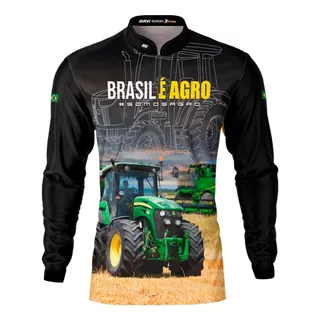 Camisa Camiseta Brk Agro Trator Fazenda Brasil É Agro Uv50+