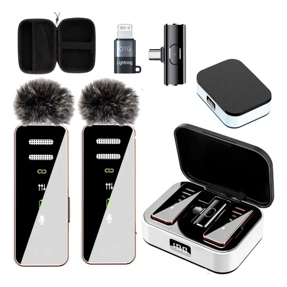 Micrófono Profesional Inalámbrico De Solapa Para Celular Bomge S18 Pro Negro