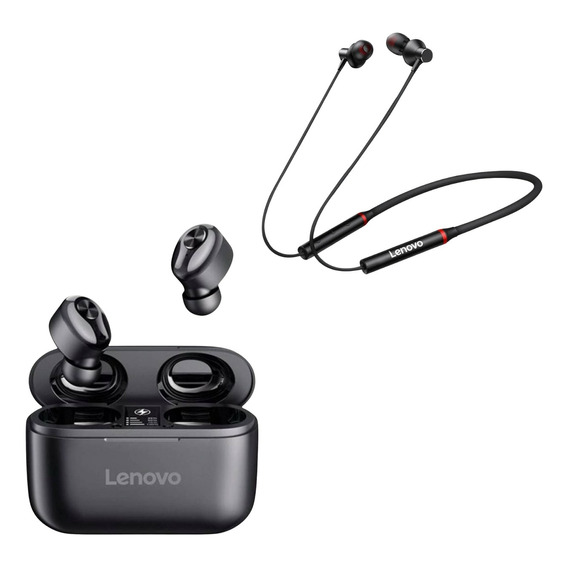 Combo Lenovo Audifono Bluetooth Ht18 Earbuds + He05x Vincha