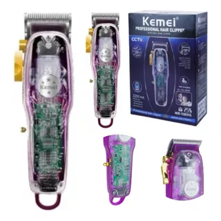 Maquina De Cortar Pelo Kemei Clipper Km-2706pg Cristal Lfme