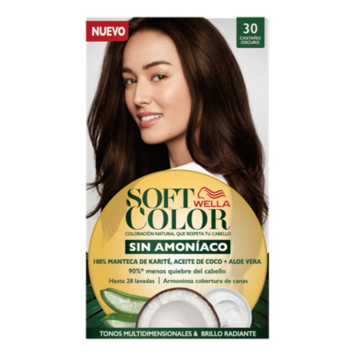 Kit Tinte Wella Professionals  Soft color Tinte de cabello tono 30 castaño oscuro para cabello