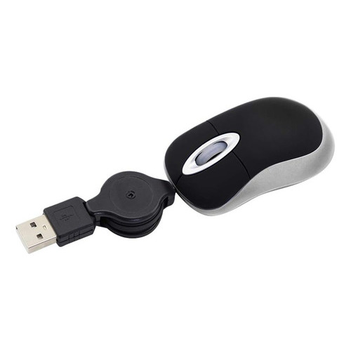 Mouse Retractil Ultracompacto + Adaptador Ps2 | Muy Portable Color Negro