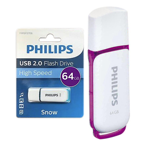 Pendrive Usb Philips Snow 64gb 2.0 Color Blanco