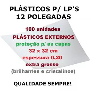 100 Plásticos P/ Capa De Lp Discos Vinil - 0,20 Extra Grosso