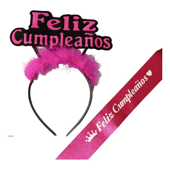 Pack De Cintillo Feliz Cumpleaños Y Banda Cinta De Cumpleaño