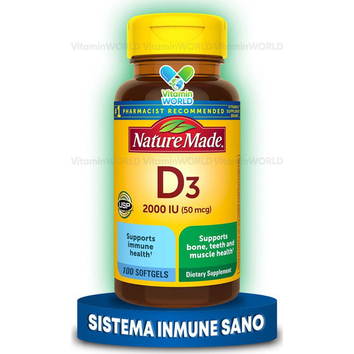Nature Made Vitamina D3 2000 Iu (50 Mcg) 100 Softgels Sabor Sin Sabor