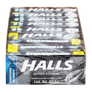 Halls Negra Extra Fuerte Cont. 12 Paquetes