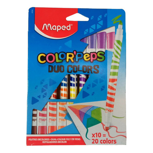 Plumones Maped Punta Conica Lettering Duo Colors 20 Colores