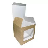 Caja Para Taza 1 Ventana X 50u Packaging Blanco Madera Taz1