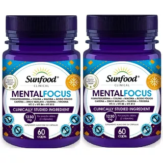 Kit 2 Mental Focus 1230mg 120 Cápsulas Sunfood Promoção