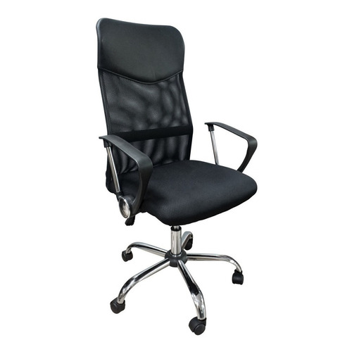 Silla de escritorio Consulogo Mesh 8807 ergonómica  negra con tapizado de cuero sintético y mesh