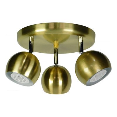Plafon Techo Manu 3 Luces Gu10 Moderno Oro 22cm Apto Led Oro Mate
